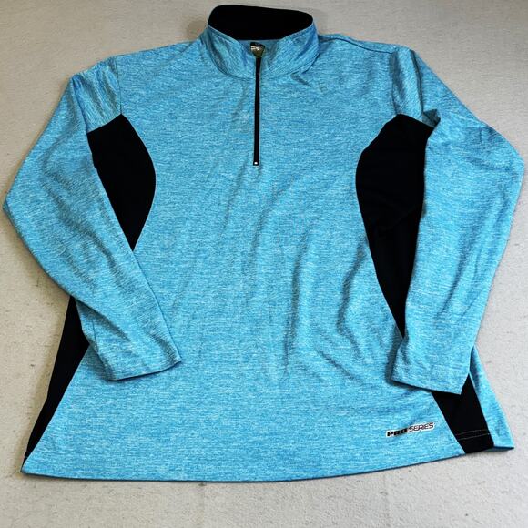 PGA Tour Golf 1/4 Zip Shirt Mens Large Blue Tutone Mock Neck Golfing Sportswear - Picture 1 of 8